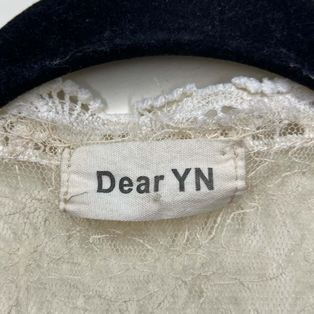 VTG DEAR YN Antique Cream Sheer Lace Festival Embroidered Lingerie Duster Robe - Picture 3 of 6